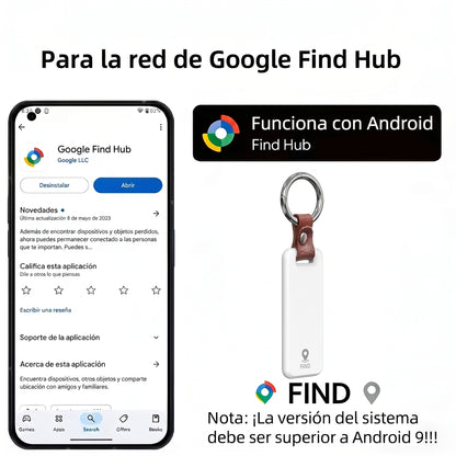 Findax funciona con la red Find Hub de Google, con la app y el tracker