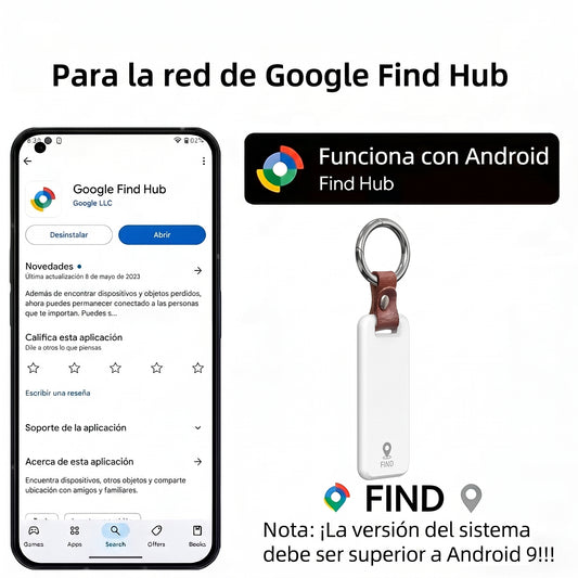 Findax funciona con la red Find Hub de Google, con la app y el tracker